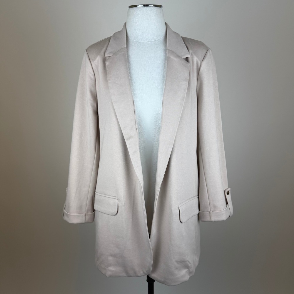 NWT Stoosh Beige Open Front Blazer Jacket Womens Size XL Career Office Corpcore